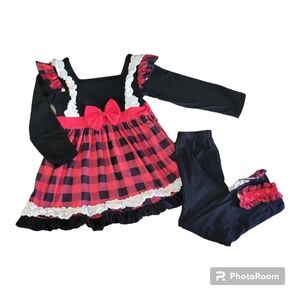 Toddler 2pc Outfit, Red & Black Plaid outfit Size 2XL